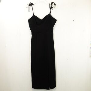 Black Sweetheart Midi Dress Women XS Cutout Back Slip High Slit URBAN OUTFITTERS